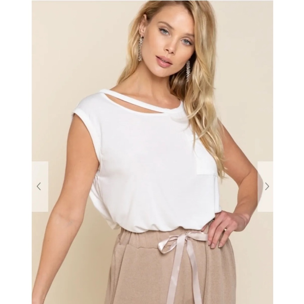 Distressed white T-shirt